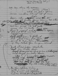 "Jack Straw" - handwritten manuscript, Robert Hunter