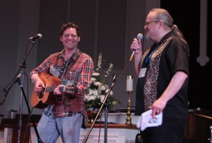 Paddy Mills being introduced by Ron Olesko, by Brian McCloskey