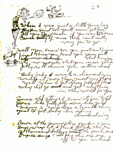 Robert Hunter's original manuscript for "Dupree's"