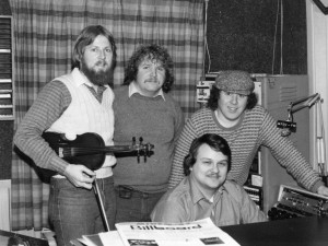 Tom Cashman, Danny Quinn, Tim Quinn with engineer Ron Olesko (seated)