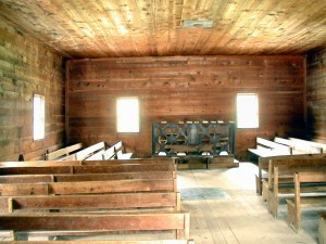 Interior of a Primitive Baptist Church, Cades Cove, Tennessee - photo by Jess Stryker