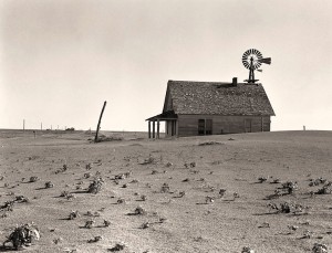 Dorothea Lange: Dust Bowl Farm (1938) (source: The History Place)