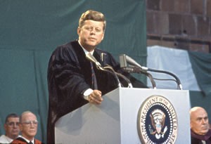 President John F. Kennedy at Amherst College, October, 1963 (photo from Amherst College)