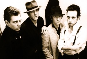 The Clash in gangster attire (1980): left to right: Paul Simonon, Joe Strummer, Topper Headon, Mick Jones (source: Spanish Vogue)