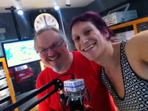 Ron Olesko and Mya Byrne in the on-air studio of WFDU-FM