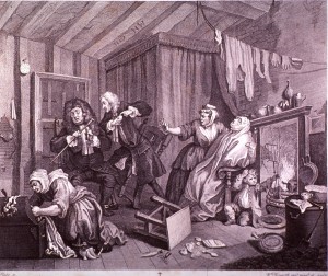 "Moll Dying of Syphilis" by William Hogarth (1697-1764) Image from the National Library of Medicine.