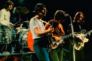 The Beatles perform "Revolution" for a 1968 promo film: (from left) Ringo Starr, Paul McCartney, George Harrison, John Lennon