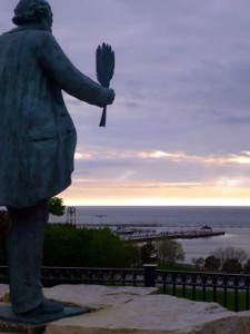 Statue of Ignatius Petoskey overlooking Little Traverse Bay, Petoskey, Michigan. Photo by Steven L. Jones