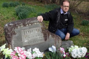 Author Paul Slade at the grave of Tom Dula (photo courtesy of Paul Slade)