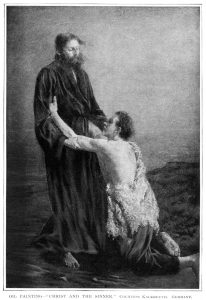 "Christ and the Sinner," by Countess Kalkreuth, Germany (image of oil painting from 1893 World's Columbian Exposition)