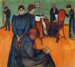 Edvard Munch: "Death in the Sick Room" (1893) (The Munch Museum, Oslo; WikiArt)