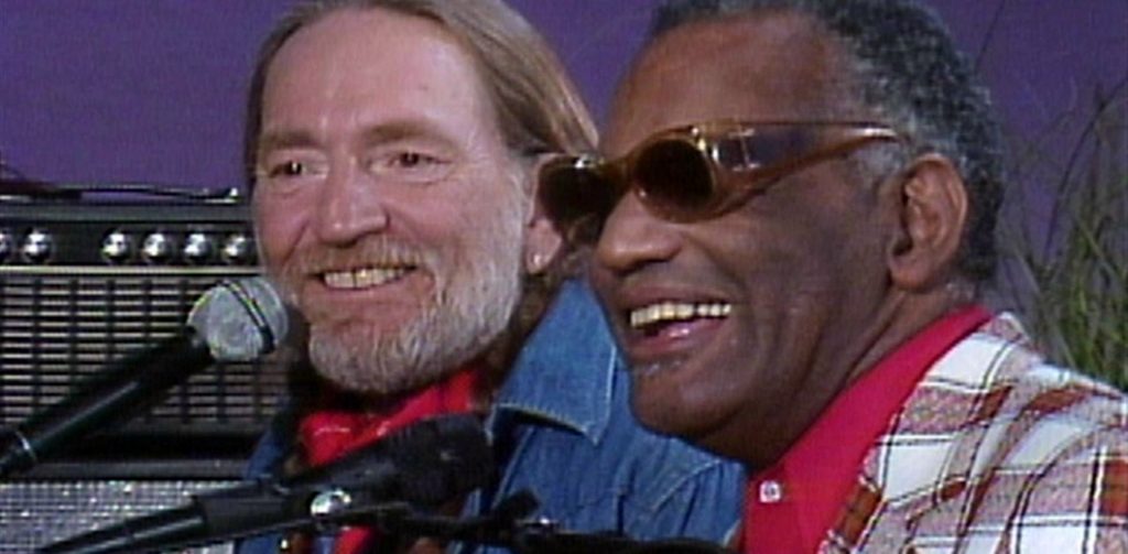 Willie Nelson and Ray Charles (screencap of a live performance of "Seven Spanish Angels")