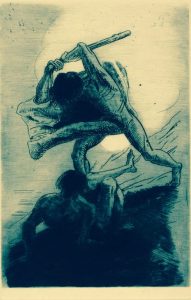 Odilon Redon: "Cain and Abel" (etching, 1886) (The Stickney Collection; Art Institute of Chicago).