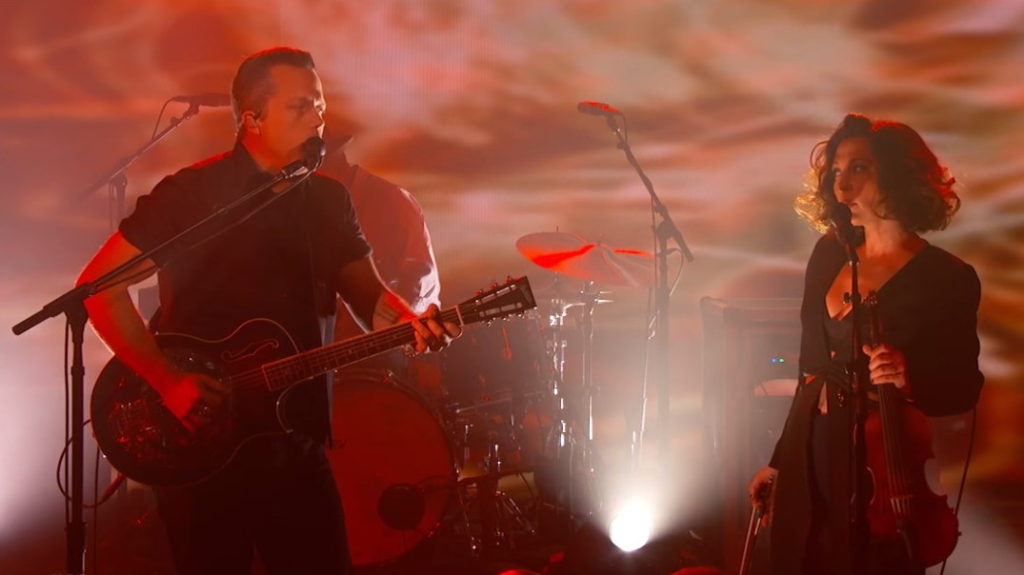 Jason Isbell and Amanda Shires, (screen capture from performance on Jimmy Kimmel Live)