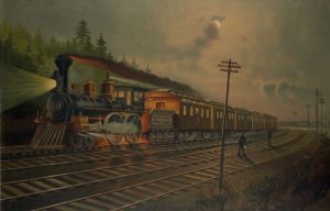 "Night scene on the New York Central Railroad" (c. 1884)