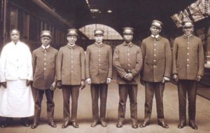 Pullman on-board staff, including porters, early 20th century