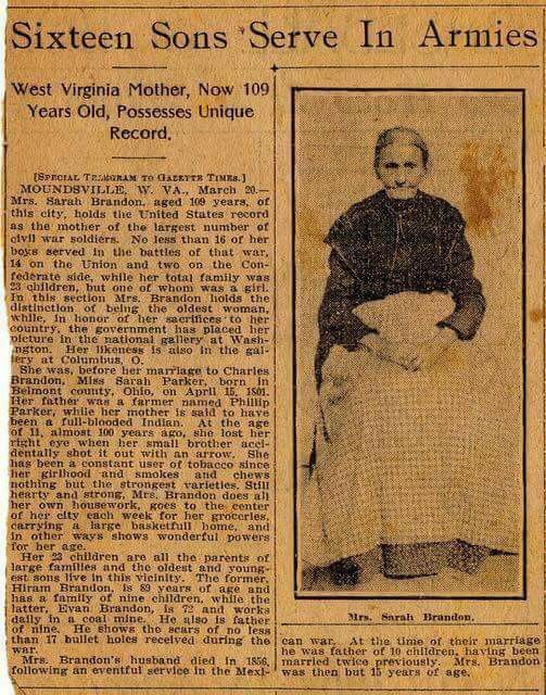 Sixteen of this West Virginia mother's boys fought in the Civil War - fourteen for the Union.